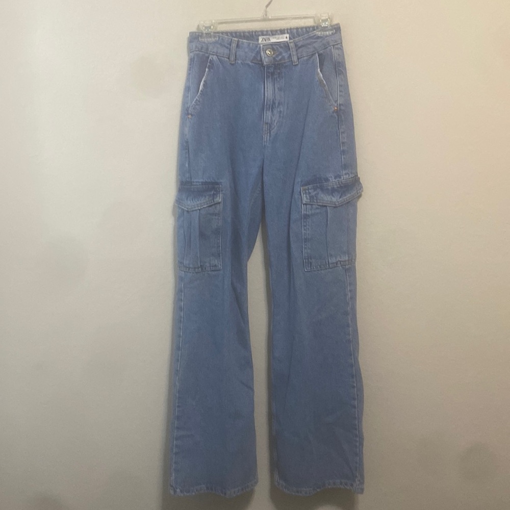 Zara High Rise Cargo Jeans